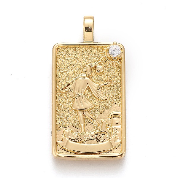 

PandaHall Brass Micro Pave Clear Cubic Zirconia Pendants, Real 18K Gold Plated, Tarot Card Charms, The Fool, The Fool 0, 30x15x4mm, Hole...