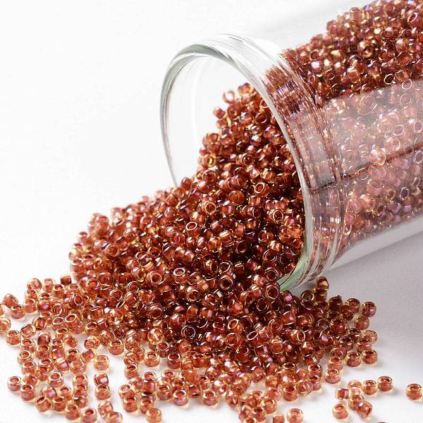 

PandaHall TOHO Round Seed Beads, Japanese Seed Beads, (951) Inside Color Jonquil/Brick Red Lined, 15/0, 1.5mm, Hole: 0.7mm, about...