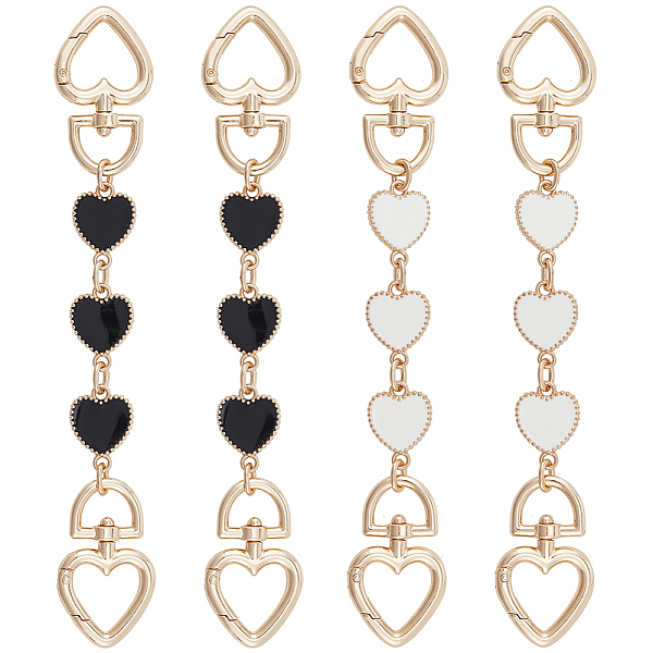 

PandaHall CRASPIRE 4Pcs 2 Colors Alloy Enamel Heart Link Purse Strap Extenders, with Spring Gate Clasp, Light Gold, Mixed Color, 17.8cm..., Multicolor