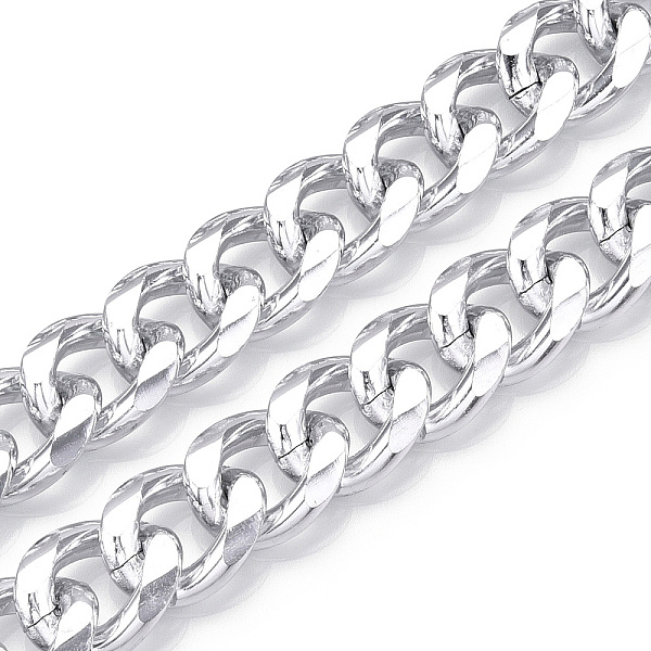

PandaHall Aluminum Faceted Curb Chains, Diamond Cut Cuban Link Chains, Unwelded, Silver, 20.5x17x4.5mm Aluminum