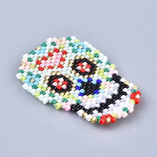 

PandaHall Handmade Seed Beads Pendants, with Elastic Thread, Loom Pattern, Sugar Skull, For Mexico Holiday Day of The Dead, Colorful...