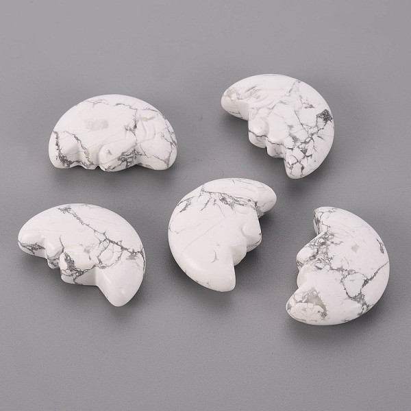 

PandaHall Natural Howlite Beads, No Hole/Undrilled, Moon, 29.5~30.5x21x9.5mm Howlite Moon