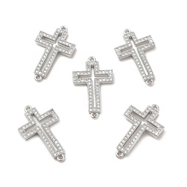 

PandaHall Brass Micro Pave Clear Cubic Zirconia Connector Charms, Religion Cross Links, Platinum, 22.5x13.5x2.5mm, Hole: 1.5mm Brass+Cubic...
