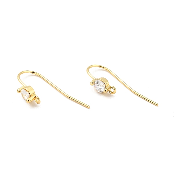 

PandaHall Brass Micro Pave Clear Cubic Zirconia Earring Hooks, with Horizontal Loops, Flat Round, Cadmium Free & Nickel Free & Lead Free...