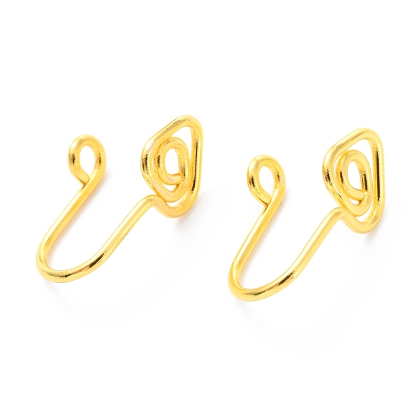 

PandaHall Brass Nose Rings, Nose Cuff Non Piercing, Clip on Nose Ring for Women Men, Triangle, Golden, 15x7x7mm, Hole: 1.5mm Brass
