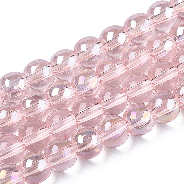 

PandaHall Electroplate Transparent Glass Beads Strands, AB Color Plated, Round, Misty Rose, 6~6.5mm, Hole: 1.4mm, about 67~70pcs/strand...
