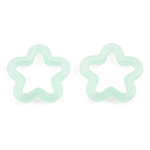 

PandaHall Transparent Luminous Acrylic Pendants, with Glitter Powder, Star, Aquamarine, 29.5x30.5x5mm, Hole: 1.8mm, about 320pcs/500g..., Green