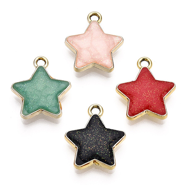 

PandaHall Alloy Enamel Pendants, with Glitter Powder, Cadmium Free & Nickel Free & Lead Free, Star Charm, Light Gold, Mixed Color..., Multicolor