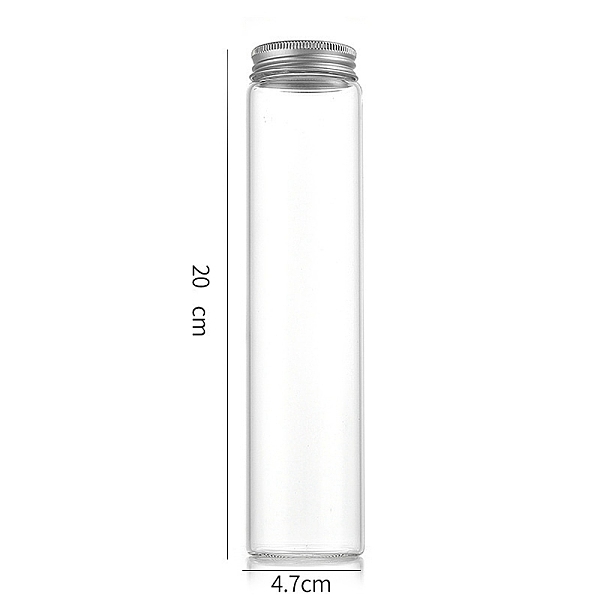 

PandaHall Column Glass Screw Top Bead Storage Tubes, Clear Glass Bottles with Aluminum Lips, Silver, 4.7x20cm, Capacity: 260ml(8.79fl. oz)...