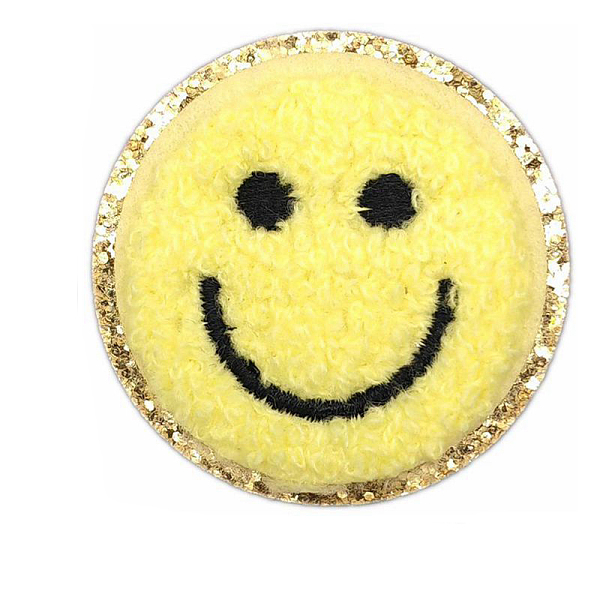 

PandaHall Flat Round with Smiling Face Computerized Towel Embroidery Cloth Iron on/Sew on Patches, Chenille Appliques, Costume Accessories...
