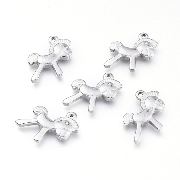 

PandaHall 304 Stainless Steel Pendants, Wooden Horse, Stainless Steel Color, 20.5x18.5x3.5mm, Hole: 2mm 304 Stainless Steel Horse