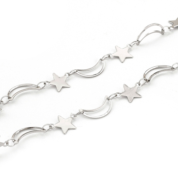 

PandaHall 304 Stainless Steel Moon & Star Link Chains, Soldered, with Spool, Stainless Steel Color,Moon: 12x8x0.5mm, Star: 7x10x0.5mm, about...