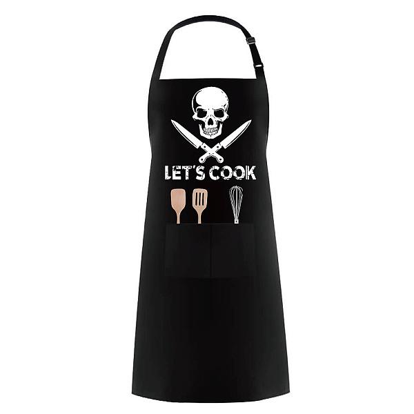 

PandaHall Polyester Apron, Daily Supplies, Rectangle, Skull Pattern, 770x590mm Polyester Skull Black