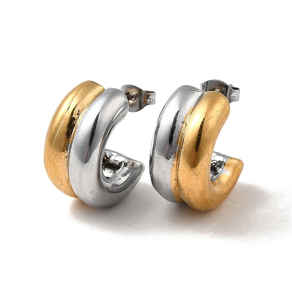 

PandaHall Two Tone C Shaped 304 Stainless Steel Stud Earrings for Women, Golden & Stainless Steel Color, 19.5x10x5mm, Pin: 0.8mm 304...
