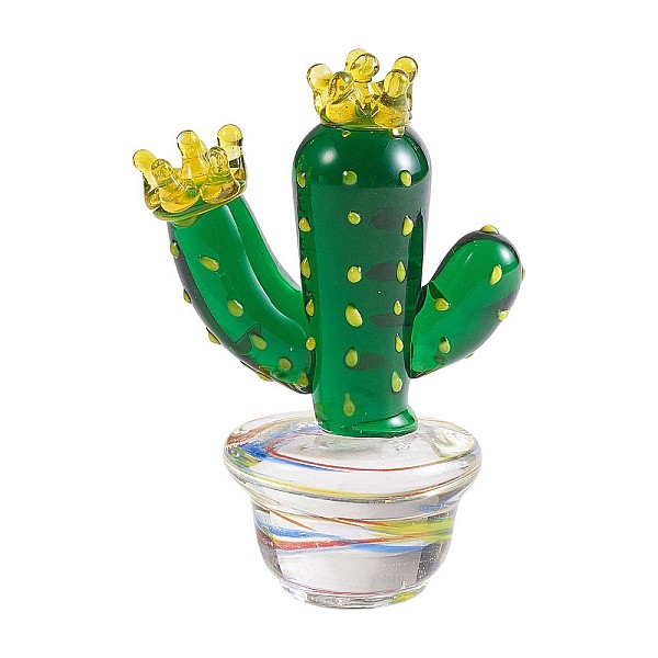 PandaHall Handmade Blown Glass Cactus Figurines, Mini Cactus Glass Art Statues, Simulation Bonsai Models Collectibles for Home Table...