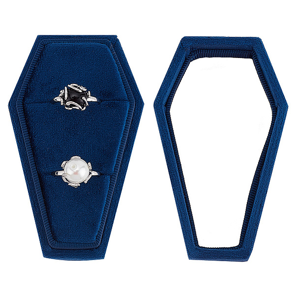 

PandaHall Halloween Theme Coffin Shaped Velvet Finger Ring Boxes, Ring Storage Box with Sponge Inside, Marine Blue, 9.2x5.6x4.6cm Velvet...