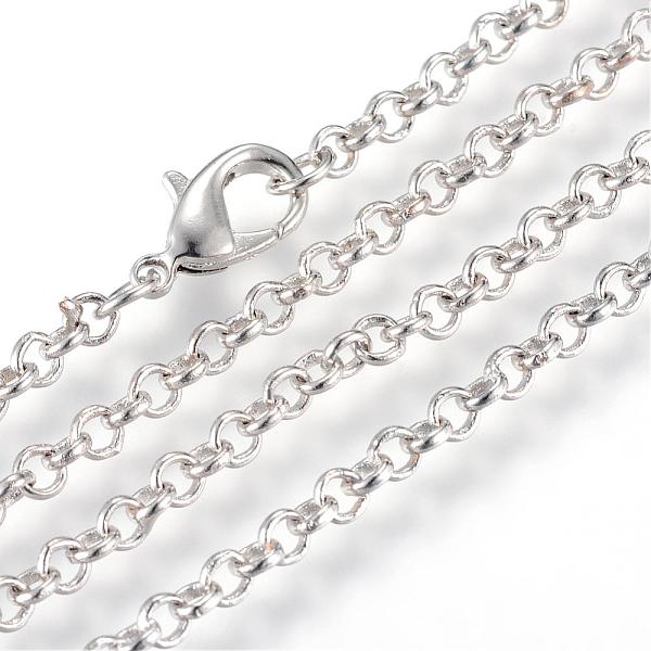 

PandaHall Iron Rolo Chains Necklace Making, with Lobster Clasps, Soldered, Platinum, 29.5 inch(75cm) Iron