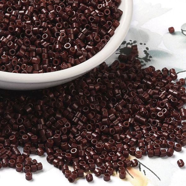 

PandaHall Baking Paint Glass Seed Beads, Cylinder, Coconut Brown, 2x1.5mm, Hole: 1mm, about 5599pcs/50g Glass