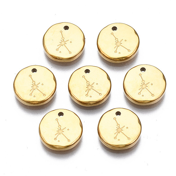 

PandaHall 316 Surgical Stainless Steel Charms, Flat Round with Constellation, Real 14K Gold Plated, Cancer, 10x2mm, Hole: 1mm 316 Surgical...