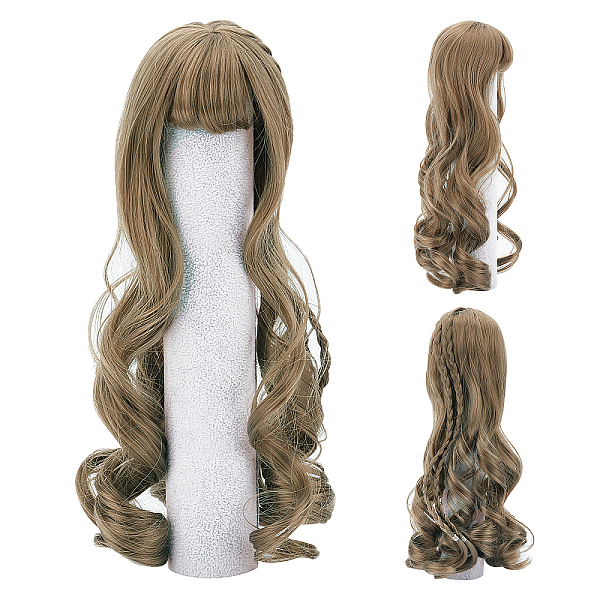 PandaHall PP Plastic Long Wavy Curly Hairstyle Doll Wig Hair, for DIY Girl BJD Makings Accessories, Saddle Brown, 195x155mm, Inner Diameter...