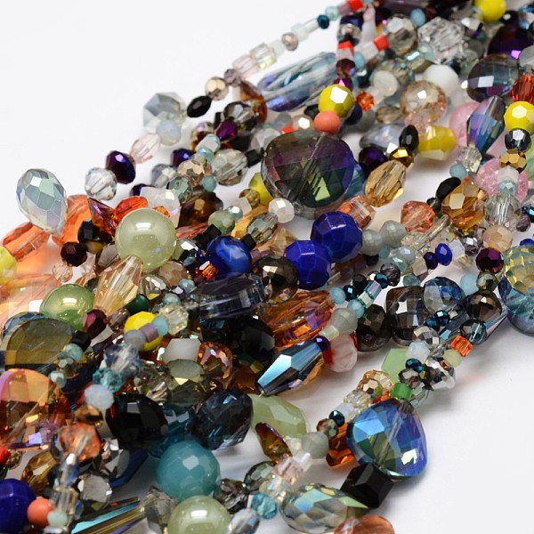 

PandaHall Electroplate Glass Bead Strands, Mixed Shapes, Mixed Color, 2~16x2~16mm, Hole: 1~2mm, about 15.74 inch Glass Mixed Shapes..., Multicolor