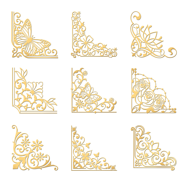 

PandaHall Nickel Decoration Stickers, Metal Resin Filler, Epoxy Resin & UV Resin Craft Filling Material, Golden, Floral, 40x40mm, 9pcs/set...