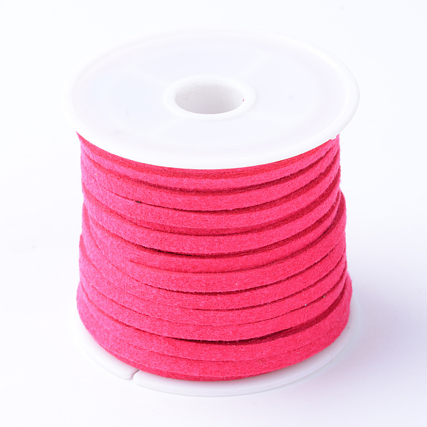 

PandaHall Faux Suede Cord, Faux Suede Lace, Cerise, 4x1.5mm, about 5.46 yards(5m)/roll, 25rolls/bag Faux Suede Red