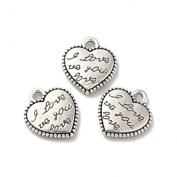 

PandaHall Tibetan Style Alloy Charms, Heart Charm, Antique Silver, 13.5x12x2mm, Hole: 1.5mm, about 500pcs/500g Alloy Heart