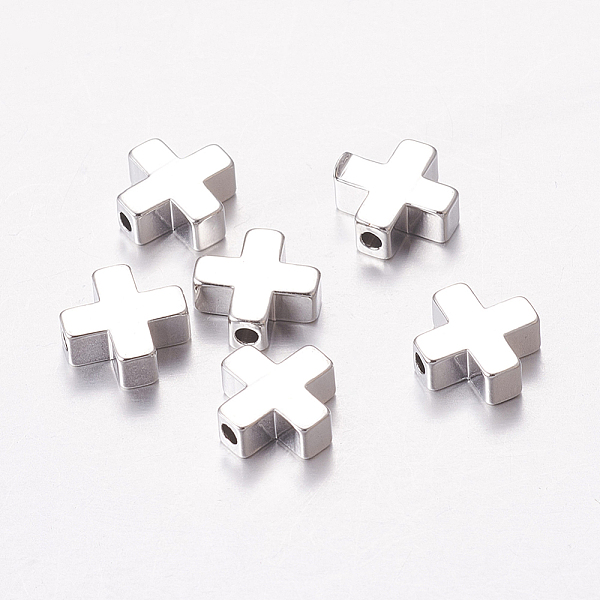

PandaHall Brass Beads, Cross, Real Platinum Plated, 8x8x3mm, Hole: 1.4mm Brass Cross