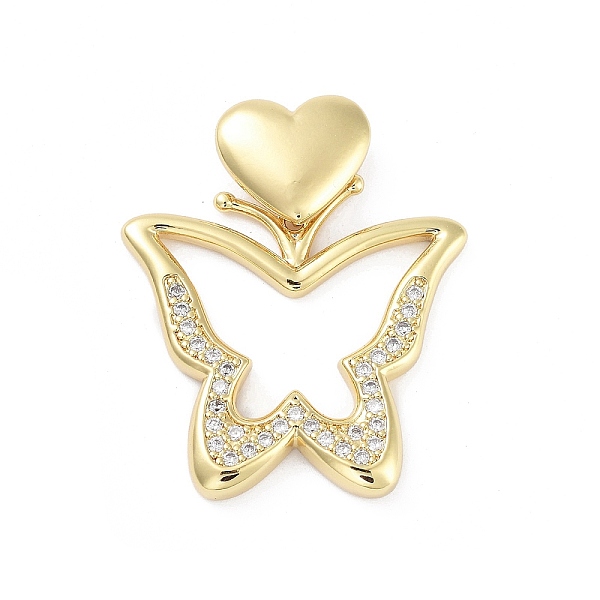 

PandaHall Rack Plating Brass Micro Pave Clear Cubic Zirconia Pendants, Long-Lasting Plated, Lead Free & Cadmium Free, Butterfly, 35.5mm...