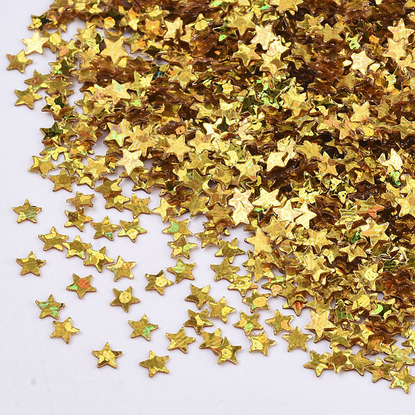 

PandaHall Ornament Accessories, PVC Plastic Paillette/Sequins Beads, AB Color Plated, Star, Gold, 2.6x2.7x0.4mm, about 410000pcs/500g PVC...