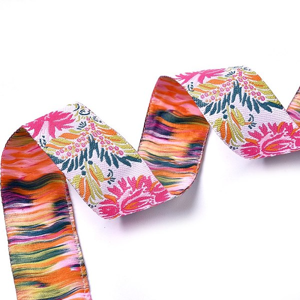 

PandaHall Jacquard Ribbon, Tyrolean Ribbon, Polyester Ribbon, for DIY Sewing Crafting, Home Decors, Peony Pattern, Colorful, 7/8"(22mm)...