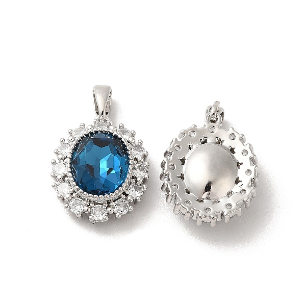 

PandaHall Brass Micro Pave Cubic Zirconia Pendants, Oval, Platinum, 18x14.5x7mm, Hole: 3.6x2.2mm Brass+Cubic Zirconia Oval Blue