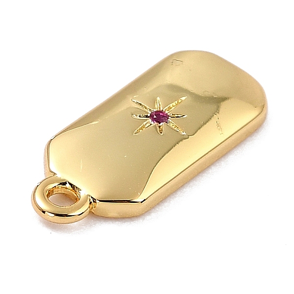 

PandaHall Brass Micro Pave Cubic Zirconia Charms, Long-Lasting Plated, Real 18K Gold Plated, Octagon with Star, Fuchsia, 14x6x1.5mm, Hole..., Pink