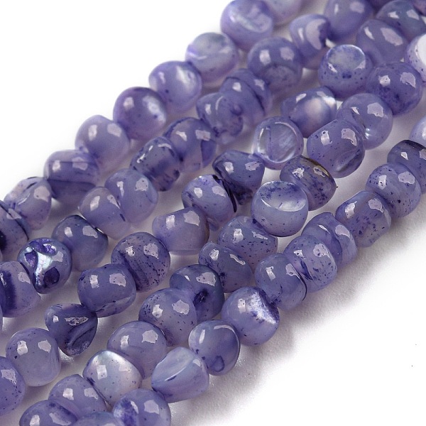 

PandaHall Natural White Shell Dyed Beads Strands, Nuggets, Lilac, 2.5~3.5x3~3.5x2~3.5mm, Hole: 0.4mm, about 139pcs/strand, 15.16''(38.5cm)..., Purple