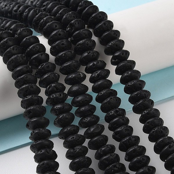 

PandaHall Natural Lava Rock Beads Strands, Saucer Beads, Rondelle, 6~6.5x3mm, Hole: 1mm, about 118~119pcs/strand, 15.35''(39cm) Lava Rock...