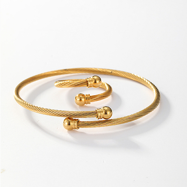 

PandaHall Stainless Steel Cuff Bangle & Open Ring, Jewelry Set, Real 18K Gold Plated, No Size Stainless Steel