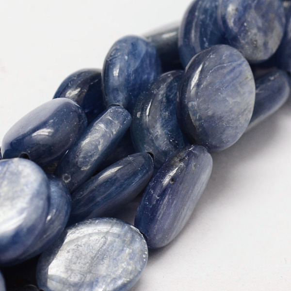 

PandaHall Oval Natural Kyanite/Cyanite/Disthene Bead Strands, 14x10x4mm, Hole: 1mm, about 29pcs/strand, 15.7 inch Kyanite Oval
