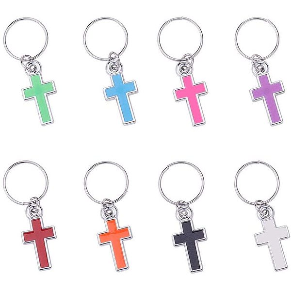 

PandaHall Resin Pendants, with Iron Ring, Cross, Mixed Color, 32mm, Cross: 21x11x3mm, Hole: 12.5mm, 40pcs/box Iron+Resin Cross Multicolor