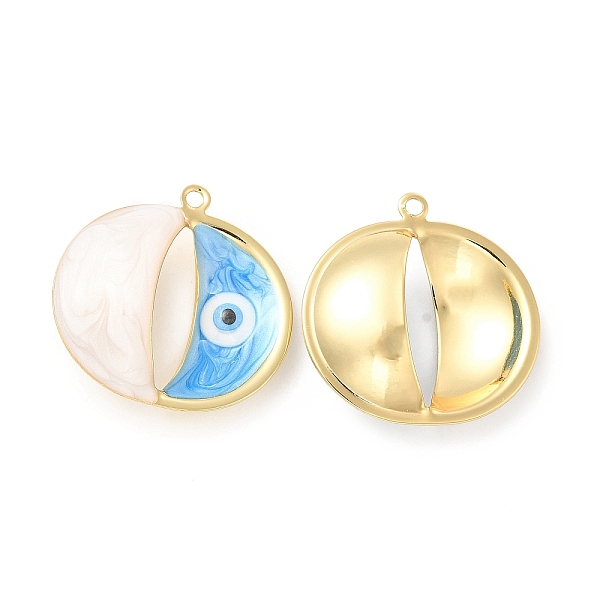 

PandaHall Brass Pendants, with Enamel, Real 18K Gold Plated, Long-Lasting Plated, Flat Round with Evil Eye Charm, Deep Sky Blue, 25x25x8mm...