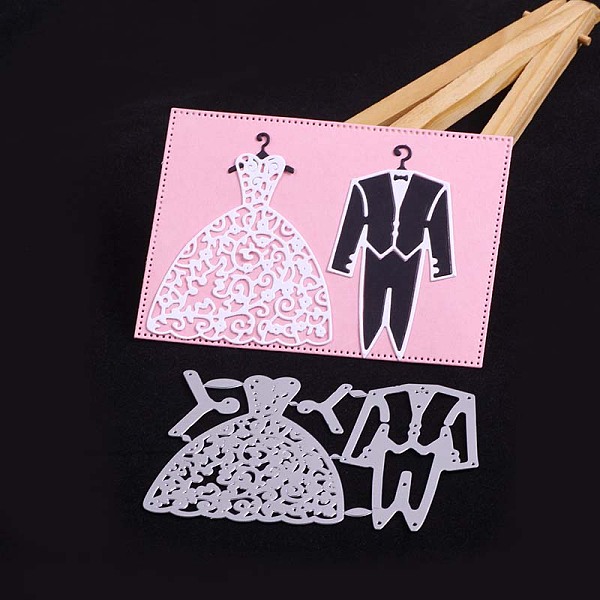 PandaHall Wedding Suit and Bride Dress Carbon Steel Cutting Dies Stencils, for DIY Scrapbooking/Photo Album, Decorative Embossing DIY Paper...