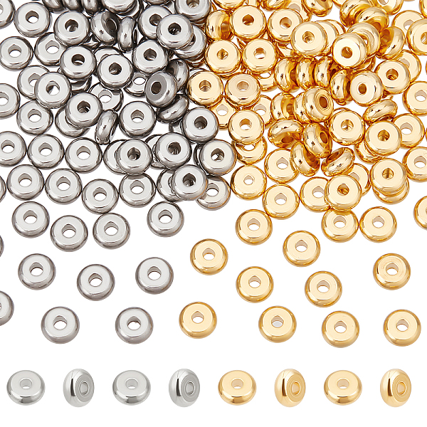 

PandaHall DICOSMETIC 200Pcs 2 Colors Stainless Steel Spacer Beads Flat Round Tiny Smooth Beads Golden Loose Beads Spacers for Jewelry Making...