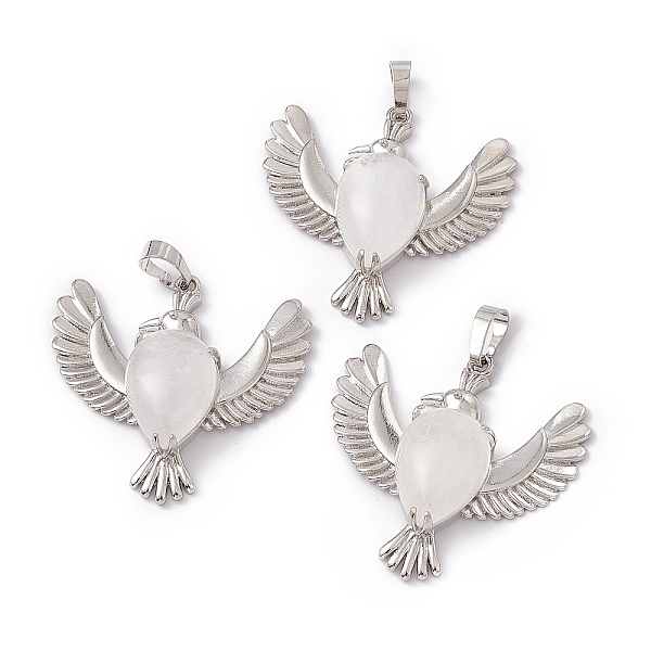 

PandaHall Natural Quartz Crystal Pendants, Rock Crystal Pendants, Bird Charms, with Platinum Tone Brass Findings, Cadmium Free & Nickel Free...