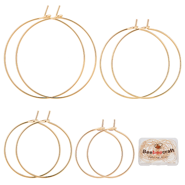 

PandaHall Beebeecraft 40Pcs 4 Size Wine Glass Charm Rings 18K Gold Plated Geometric Earring Beading Hoops for DIY Earring Making...