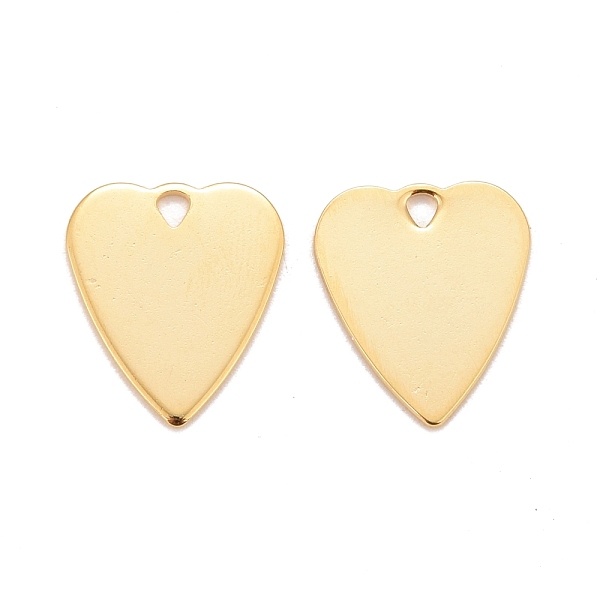 

PandaHall 201 Stainless Steel Pendants, Heart, Real 24k Gold Plated, 15x13x0.8mm, Hole: 1.6mm 201 Stainless Steel Heart