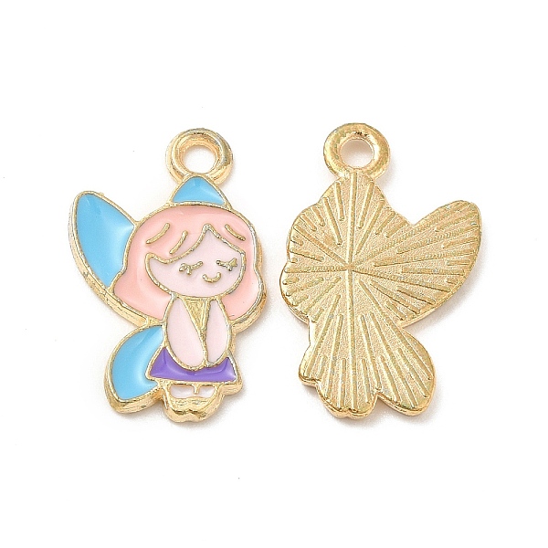 

PandaHall Light Gold Plated Alloy Pendants, with Enamel, Fairy Charm, Colorful, 19x12x1.5mm, Hole: 2mm Alloy+Enamel Angel & Fairy