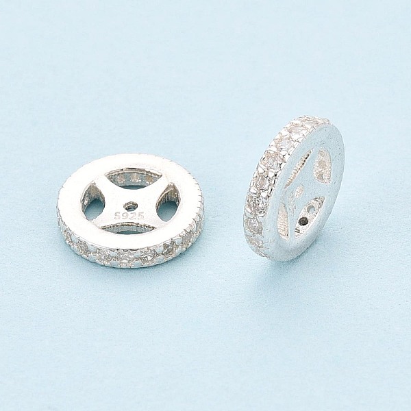 925 perles d'espacement en argent sterling micro pavé de zircone cubique transparente
