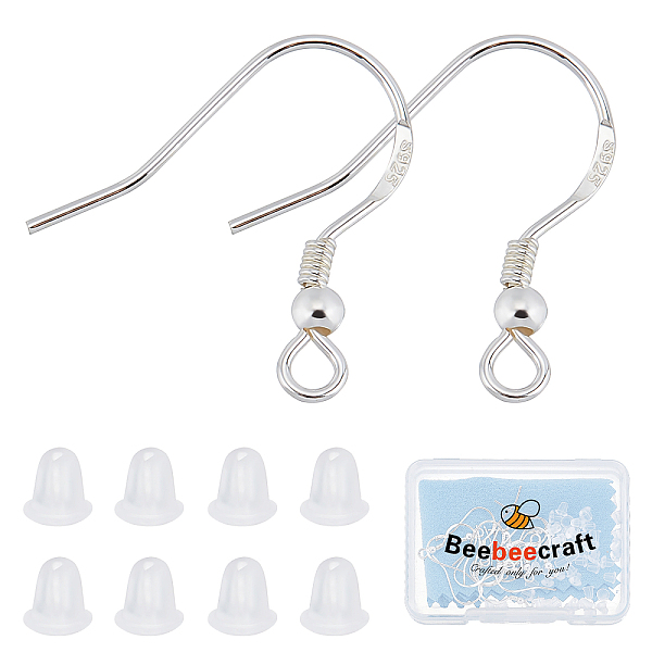 

PandaHall Beebeecraft 10Pairs/Box 925 Sterling Silver Earring Hooks French Ear Wires with Ball and Coil 18mm Dangle Earring Findings with...