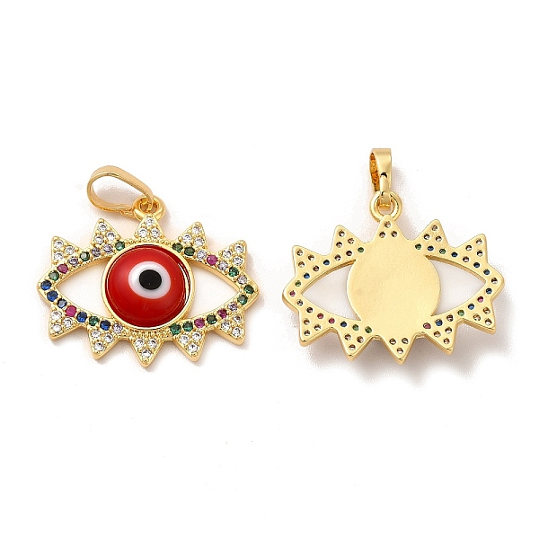 

PandaHall Rack Plating Brass Micro Pave Colorful Cubic Zirconia Pendants, with Handmade Evil Eye Lampwork, Cadmium Free & Lead Free..., Red