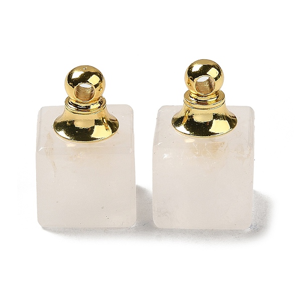 

PandaHall Natural Quartz Crystal Perfume Bottle Pendants, Rock Crystal, Square Charms with Golden Plated 304 Stainless Steel Findings...